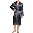 thumbnail image 1 of Cxenplz Men's Silky Satin Kimono Robe Long Sleeve Lightweight Bathrobe Pajamas Classic Long Sleepwear Lounge Robe with Pockets, 1 of 6