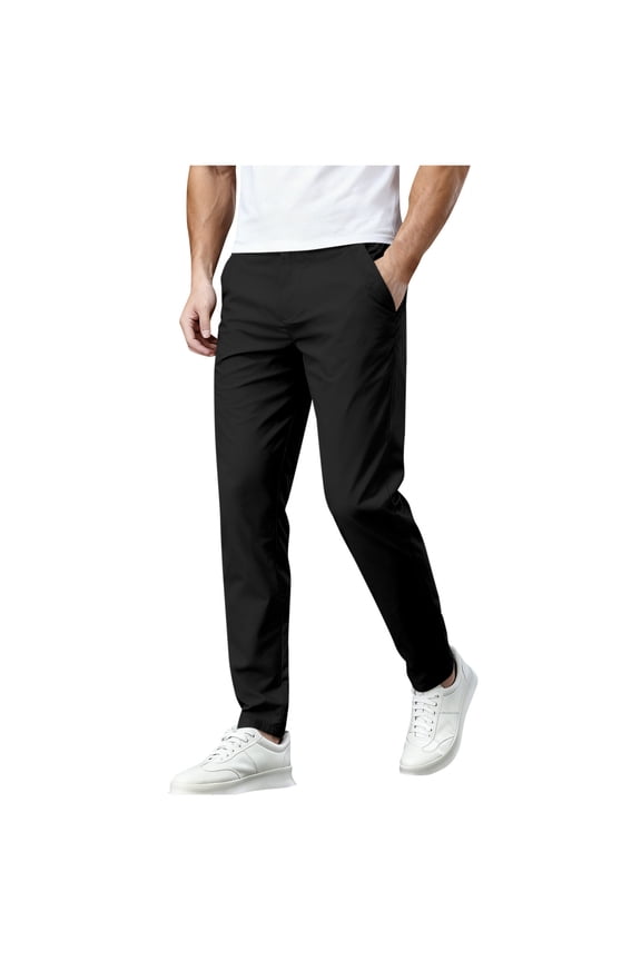 Men's Stretch Golf Joggers with 3 Pockets Slim Fit Sweatpants Dressy Casual Straight Pants for Men with Belt Loops