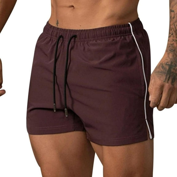 Abomasnow Men's Swim Trunks Lightweight Drawstring Elastic Waist Swimsuit Bathing Suit Summer Quick Dry Side Slit Shorts for Athletic Running Workout