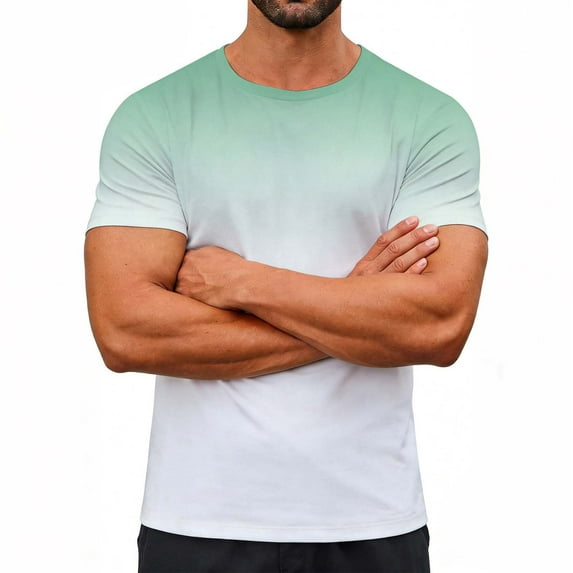 Abomasnow Men's T-Shirts Casual Short Sleeve Gradient Color Tee Shirts Streetwear Summer Tops S-3XL