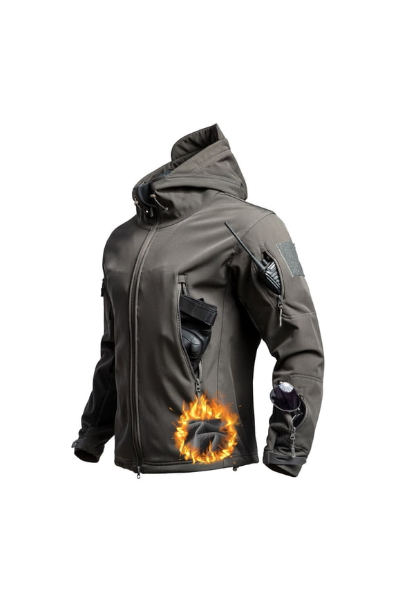 Men's Tactical Jacket Winter Snow Ski Jacket Water Resistant Softshell Fleece Lined Winter Coats Multi-Pockets
