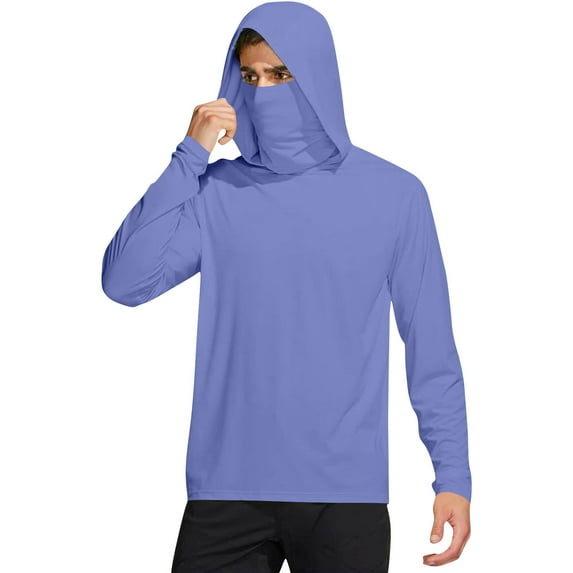 Abomasnow Men's UPF 50+ Hoodie Shirts Long Sleeve Sun Protection Fishing Swim Lightweight UV SPF Running Rash Guard Quick Dry