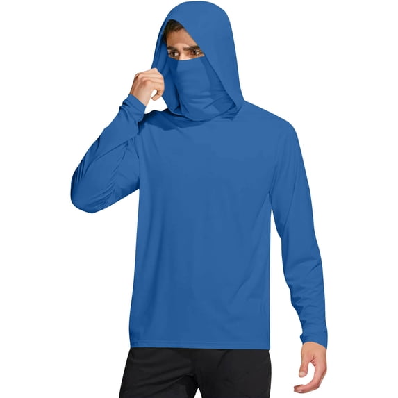 Abomasnow Men's UPF 50+ Hoodie Shirts Long Sleeve Sun Protection Fishing Swim Lightweight UV SPF Running Rash Guard Quick Dry
