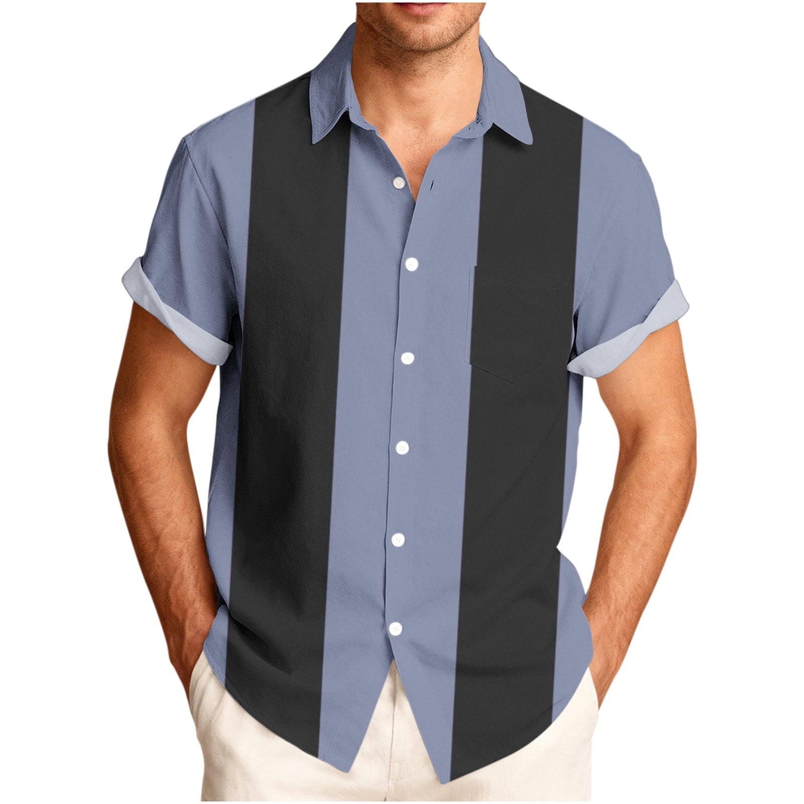 Abomasnow Mens Big and Tall Shirts Button Down Short Sleeve Striped ...