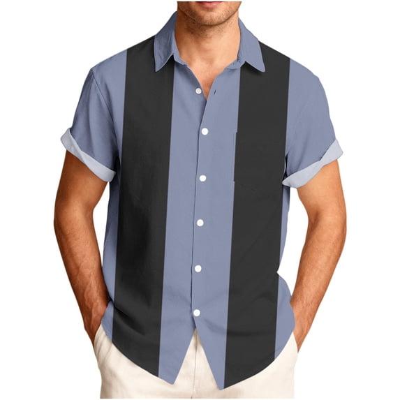 Abomasnow Mens Big and Tall Shirts Button Down Short Sleeve Striped ...