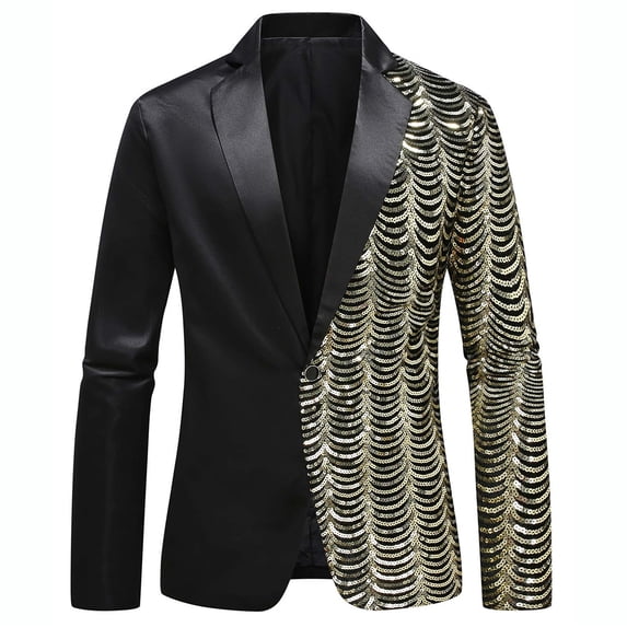 Abomasnow Mens Black Sequin Shiny Prom Suit Jacket One Button Slim Fit Sport Coats Dressy Blazers Tuxedo for Wedding Banquet