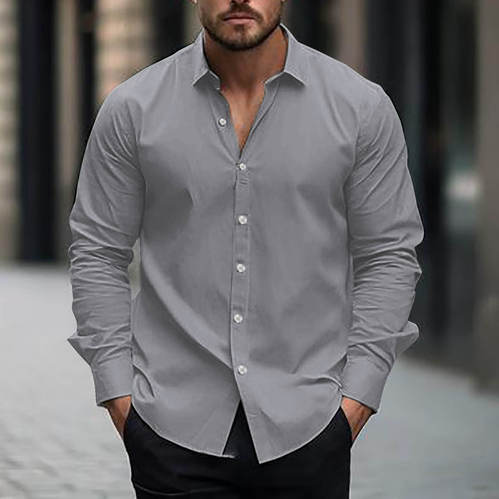 Abomasnow Mens Casual Button Down Shirts Long Sleeve Untucked Shirts for  Men Stretch Dress Shirt S-XXL