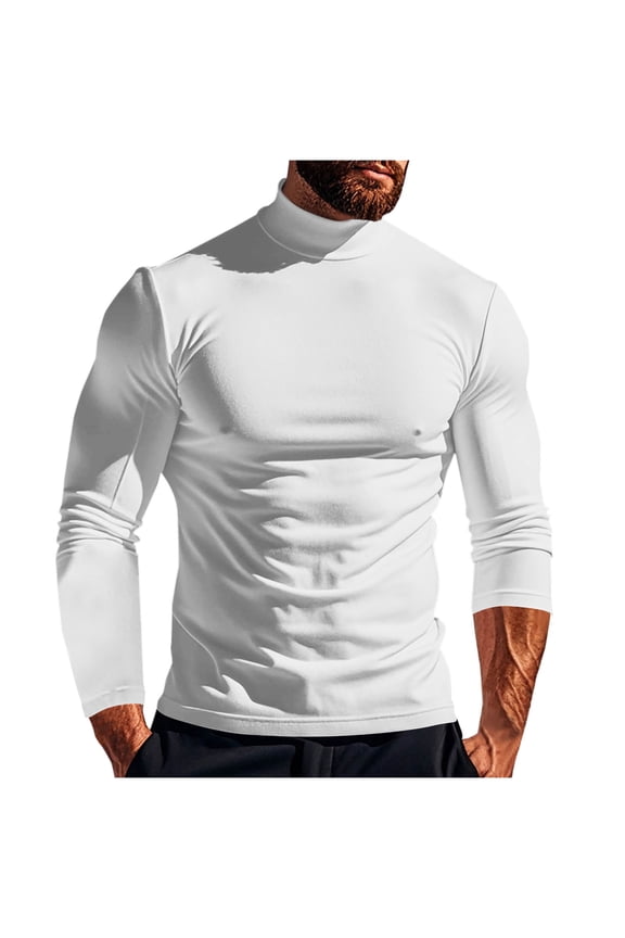Mens Casual Mock Turtleneck Shirts Lightweight Long Sleeve Basic Pullover Stretchy Sweater Fall Winter Thermal Undershirt Tops