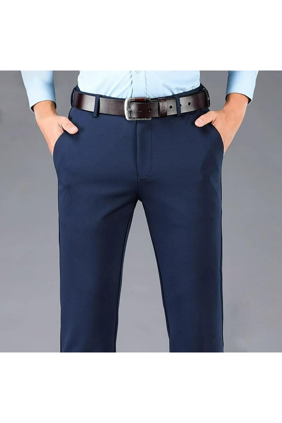 Mens Dress Pants Slim Fit Solid Color Skinny Trousers Classic Business Casual Wedding Suit Pants
