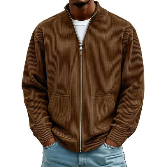 Abomasnow Mens Full Zip Cardigan Sweater Casual Mock Neck Cable Knitted Winter Chunky Sweaters Jackets