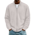 thumbnail image 1 of Abomasnow Mens Full Zip Cardigan Sweater Casual Mock Neck Cable Knitted Winter Chunky Sweaters Jackets, 1 of 7