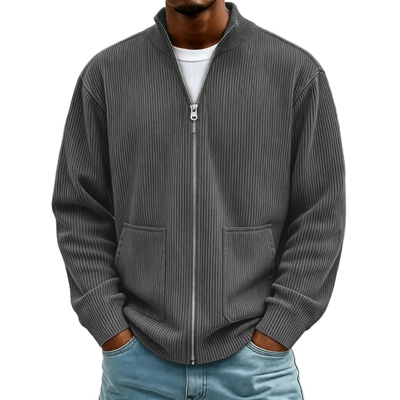 Abomasnow Mens Full Zip Cardigan Sweater Casual Mock Neck Cable Knitted Winter Chunky Sweaters Jackets