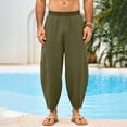 thumbnail image 1 of Abomasnow Mens Harem Pants Casual Elastic Waist Drawstring Cotton Cropped Pants Baggy Hippie Boho Beach Yoga Trousers, 1 of 8