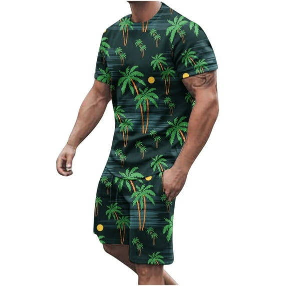 Abomasnow Mens Hawaiian Sets Casual Short Sleeve Shirts and Shorts Summer 2 Piece Tracksuit Lounge Outfits on Clearance