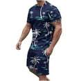 thumbnail image 1 of Abomasnow Mens Hawaiian Sets Casual Short Sleeve Shirts and Shorts Summer 2 Piece Tracksuit Lounge Outfits on Clearance, 1 of 5