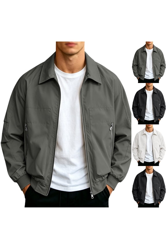 Mens Lightweight Jackets Casual Stylish Windbreakers for Men Light Track Jacket Laydown Collar Fall Golf Coats with Pockets