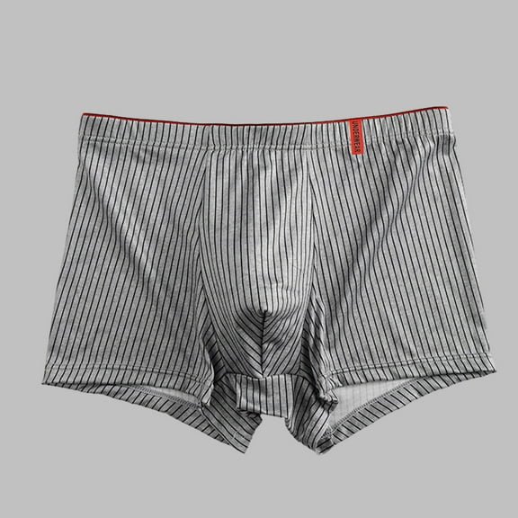 Abomasnow Mens Plus Size Stripe Print Cotton Boxer Briefs Total Support Pouch Stretch Classics Underwear Breathable Moisture-Wicking Low Rise Boxers for Men, 2 Pack