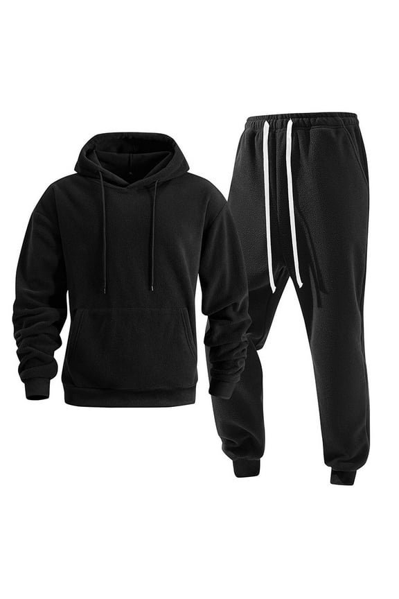 Mens Plus Size Sweatsuits 2 Piece Set Fleece Sherpa Lined Tracksuit Hoodies and Sweapants Set S-3X