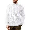 thumbnail image 1 of Abomasnow Mens Quarter Zip Sweater Cable Knitted Pullover Sweaters Textured Solid Colors Sweater S-3XL, 1 of 4