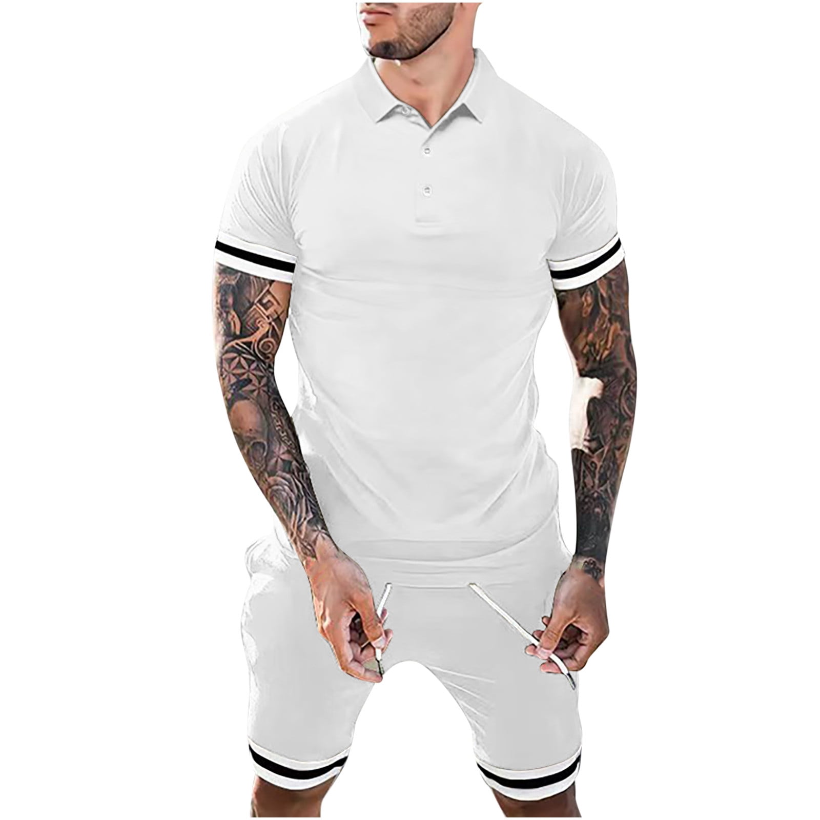 Abomasnow Mens Short Sets 2 Piece Outfits Casual Short Sleeve Muscle Crew Neck Shirts and Shorts Summer Fashion Tracksuits Set on Clearance