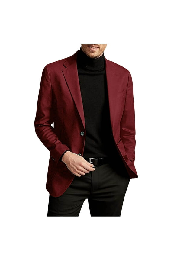 Mens Sport Coat Casual Blazer Two Button Notch Lapel Business Suit Jacket Slim Fit Long Sleeve Daily Blazer