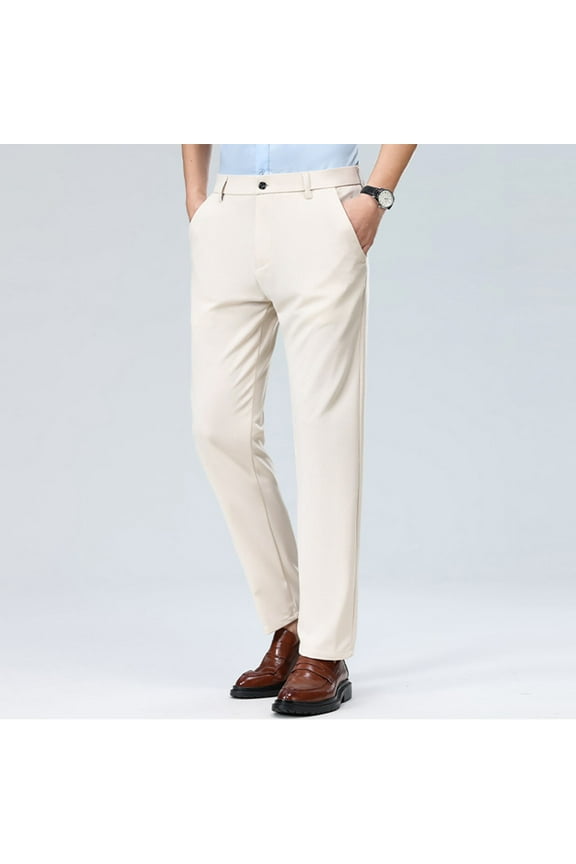 Mens Suit Dress Pants Slim Fit Suit Black Groomsmen Wedding Pants Waist Flat Fit Expandable Classic Separate Pant