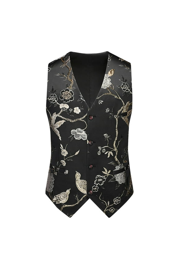 Mens' Suit Vest Paisley Floral Medieval Vests Gothic Steampunk Formal Waistcoat Tuxedo Vests Cosplay Halloween Party Jackets with Notched Lapels