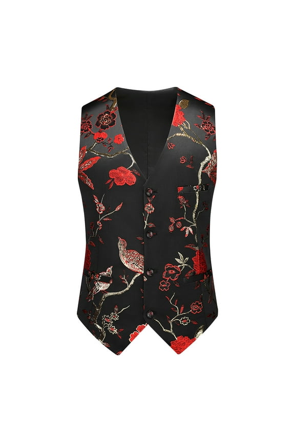 Mens' Suit Vest Paisley Floral Medieval Vests Gothic Steampunk Formal Waistcoat Tuxedo Vests Cosplay Halloween Party Jackets with Notched Lapels