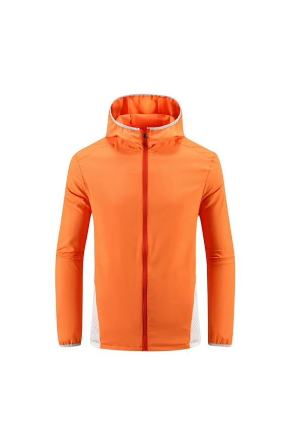 Mens Sun Protection Jacket Lightweight Waterproof Coat Packable Rain Shell Jacket With Hood Golf Hiking Windbreaker