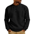 thumbnail image 1 of Abomasnow Mens Sweaters Casual Long Sleeve Mock Neck Waffle T-Shirts Lightweight 4 Button Thermal Pullover Tops, 1 of 7