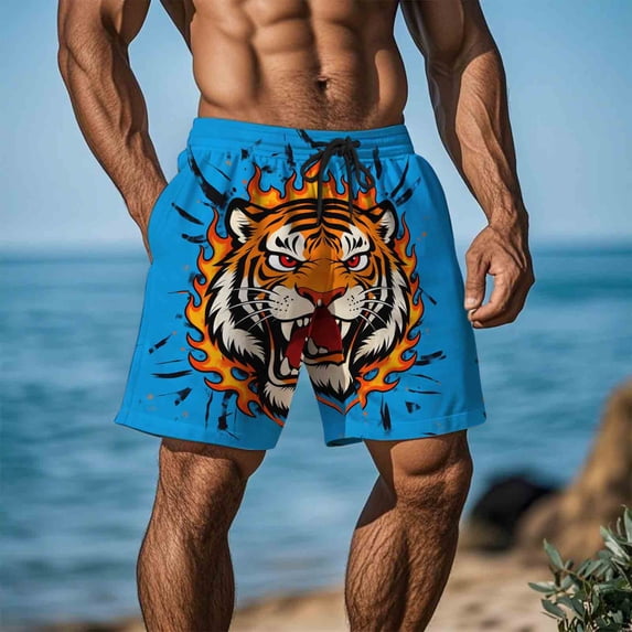 Abomasnow Mens Swim Trunks King Kong Cartoon Graphic Quick Dry Swim Shorts Drawstring Elastic Waist Beach Board Shorts S-5XL