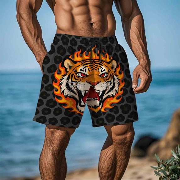 Abomasnow Mens Swim Trunks King Kong Cartoon Graphic Quick Dry Swim Shorts Drawstring Elastic Waist Beach Board Shorts S-5XL