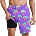 thumbnail image 1 of Abomasnow Mens Swim Trunks with Compression Liner 2 in 1 Board Shorts 9 Inch Quick Dry Swimming Trunks with Pockets, 1 of 6