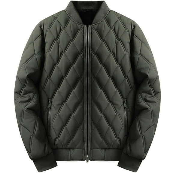 Abomasnow Mens Zip Up Bomber Jackets Winter Fall Diamond Quilted Puffer Jacket Lightweight Long Sleeve Warm Padded Coats
