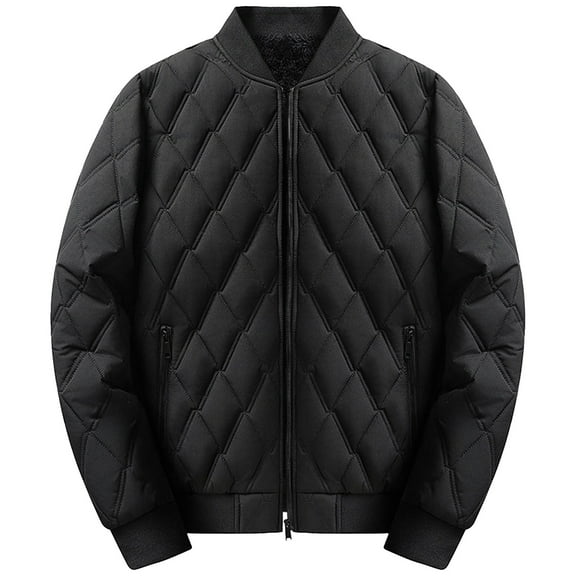 Abomasnow Mens Zip Up Bomber Jackets Winter Fall Diamond Quilted Puffer Jacket Lightweight Long Sleeve Warm Padded Coats