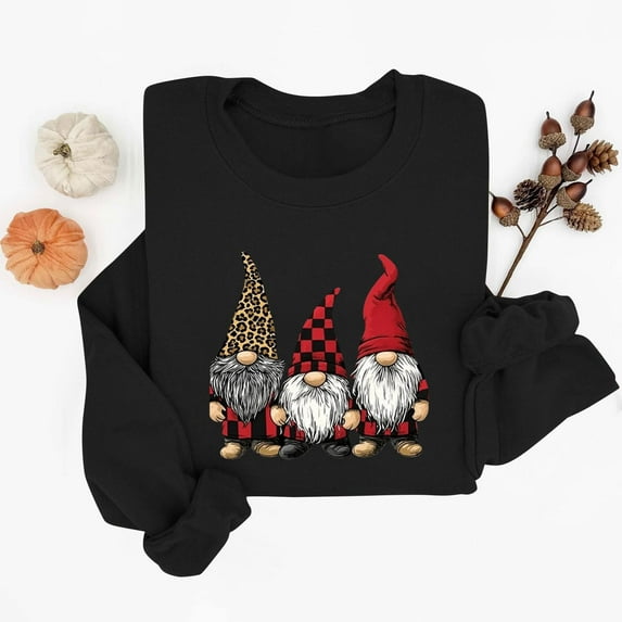 Abomasnow Merry Christmas Sweatshirts for Women Cute Gnomes Santa Print Sweatshirt Long Sleeve Xmas Holiday Pullover Top