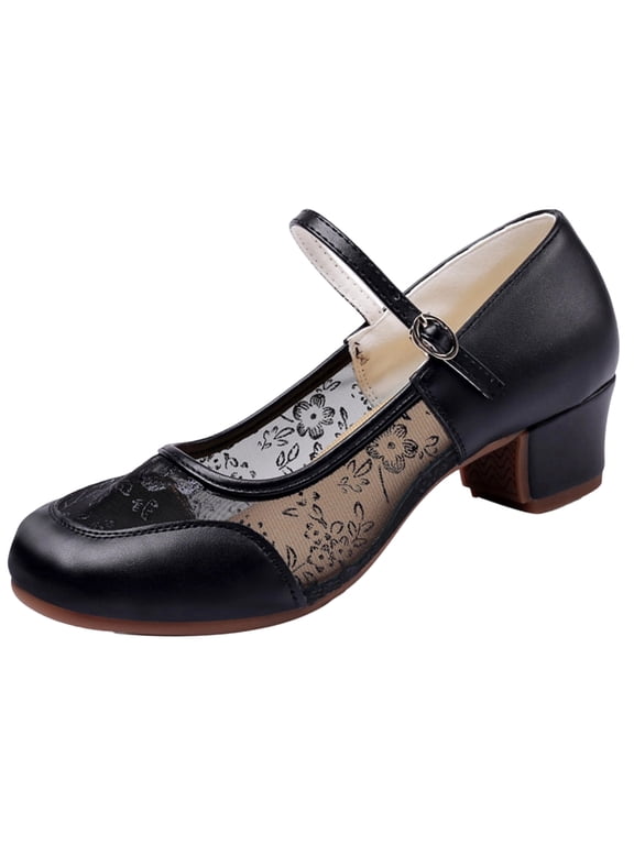 Mesh Ballet Flats Shoes for Women Round Toe Low Heels Tulle Ballerina Shoes Adjustable Ankle Strap Dancing Pumps