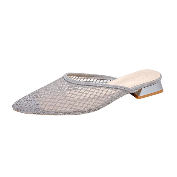 Abomasnow Mesh Mules for Women Close Pointed Toe Kitten Heels Slip on Backless Dress Wedding Casual Pumps 1.4 Inches Heels