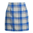 thumbnail image 1 of Cxenplz Mini Skirt for Womens Flannel Plaid High Waist Skirt Bodycon Pencil Wool Mini Skirts Casual Fall Winter Wrap Short Skirt Club Party Skirts, 1 of 1