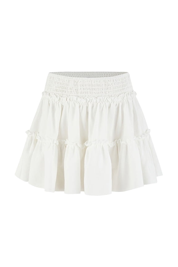Mini Skirts for Women Summer Flowy Ruffle Hem Mini Skorts Skirts Casual Elastic High Waist Ruffle Tiered Short Skirts