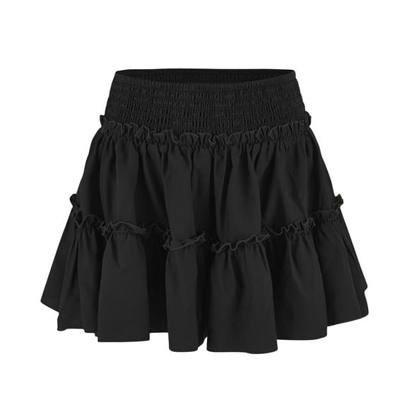 Abomasnow Mini Skirts for Women Summer Flowy Ruffle Hem Mini Skorts Skirts Casual Elastic High Waist Ruffle Tiered Short Skirts