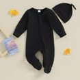 thumbnail image 1 of Abomasnow Newborn Baby Girl Boy Clothes Infant Long Sleeve Soild Footed Romper Zipper Footie Jumpsuit With Hat Fall Outfit 0-6 M, 1 of 3
