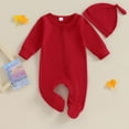 thumbnail image 1 of Abomasnow Newborn Baby Girl Boy Clothes Infant Long Sleeve Soild Footed Romper Zipper Footie Jumpsuit With Hat Fall Outfit 0-6 M, 1 of 3