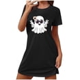 thumbnail image 1 of Cxenplz Nightgowns for Women Short Sleeve T Shirt Sleep Dress Comfy Round Neck Sleepshirt Sleepwear Halloween Print Lounge Pullovers Nightshirt on Clearance, 1 of 4