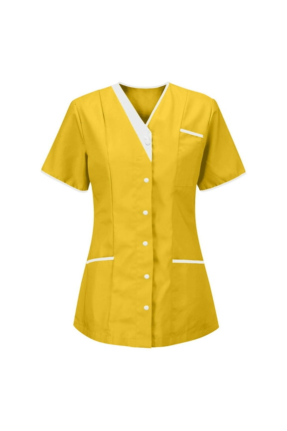 Nursing Scrubs for Women Housekeeping Uniforms for Women Short Sleeve Scrub Tops with Pockets