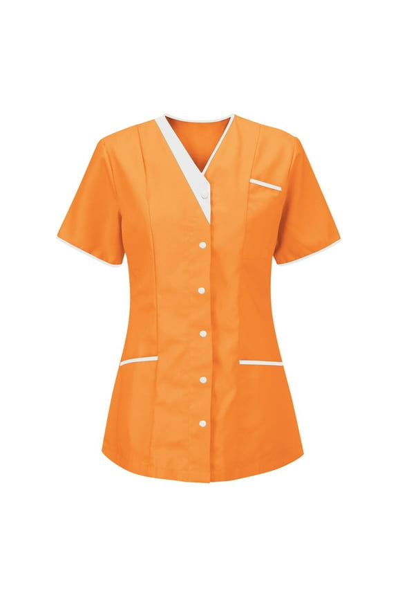 Nursing Scrubs for Women Housekeeping Uniforms for Women Short Sleeve Scrub Tops with Pockets
