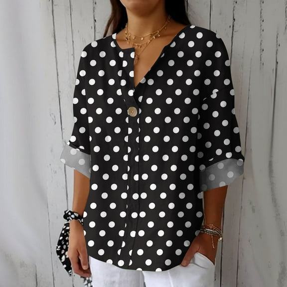 Abomasnow Oversized Blouses for Women Dressy Casual Button Down V Neck Shirts Loose Fit Long Sleeves Tunic Tops Summer Outfits S-3XL