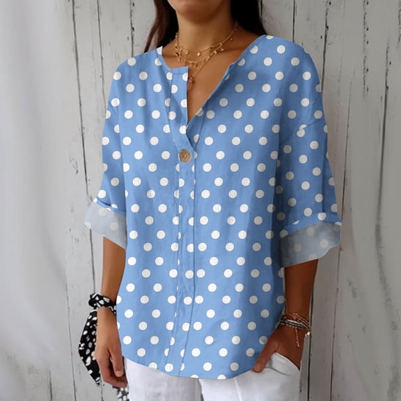 Abomasnow Oversized Blouses for Women Dressy Casual Button Down V Neck Shirts Loose Fit Long Sleeves Tunic Tops Summer Outfits S-3XL