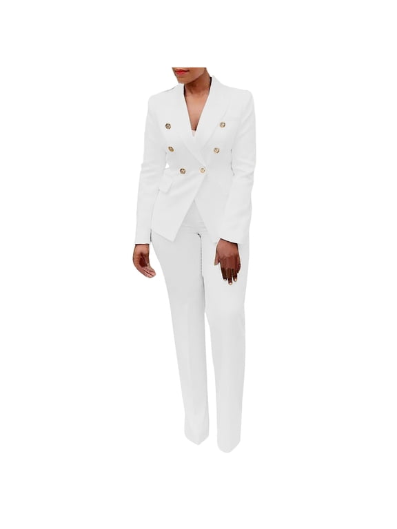 Pants Suits for Women Dressy 2 Piece Casual Plus Size Open Front Blazer Pant Suit Set Wedding Prom Work Business Suit