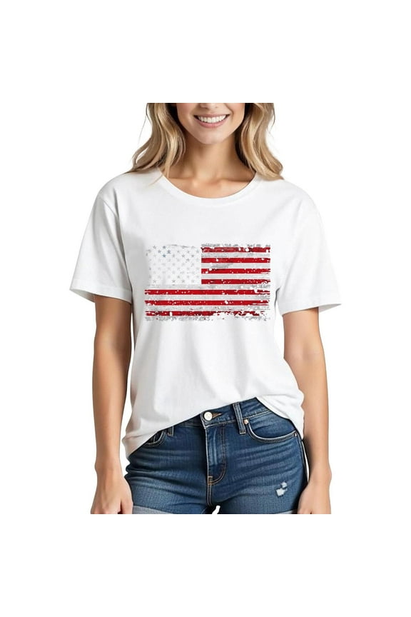 Patriotic Shirts for Women Red White and Blue Shirts American Flag Shirt 4th of July Tops USA Star Flag Graphic Tees